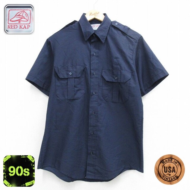 【20%OFF】レッドキャップ 90s 半袖ワークシャツ ネイビー メンズM相当 | 古着