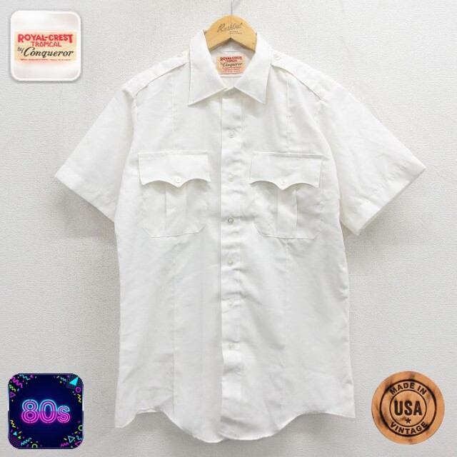 【20%OFF】80s 半袖ワークシャツ ホワイト メンズM相当 | 古着