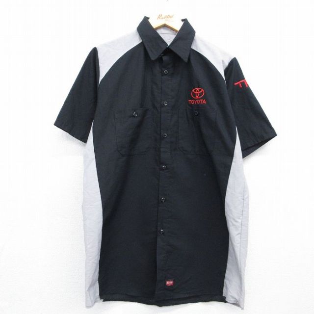 レッドキャップ 半袖ワークシャツ トヨタ ブラック メンズL相当 | 古着