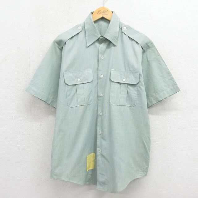 XL★古着 半袖 ミリタリー シャツ メンズ 90年代 90s USA製 カーキ【spe】 26may22