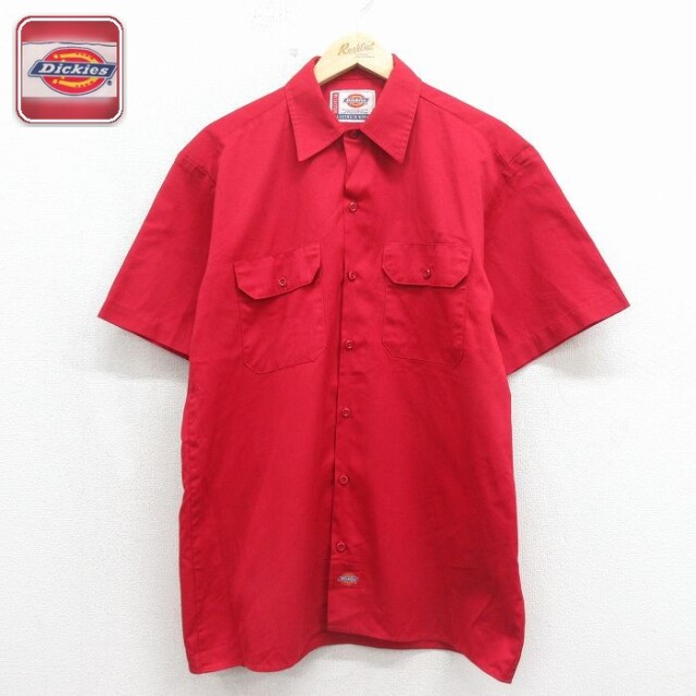 【20%OFF】ディッキーズ 半袖ワークシャツ レッド メンズM相当 | 古着
