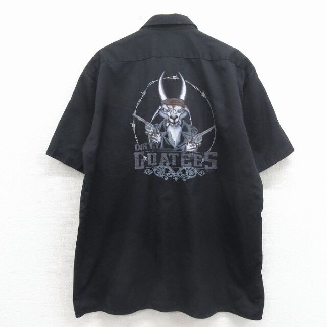 ディッキーズ 半袖ワークシャツ DIRTY GOATEES ブラック メンズXL相当 | 古着