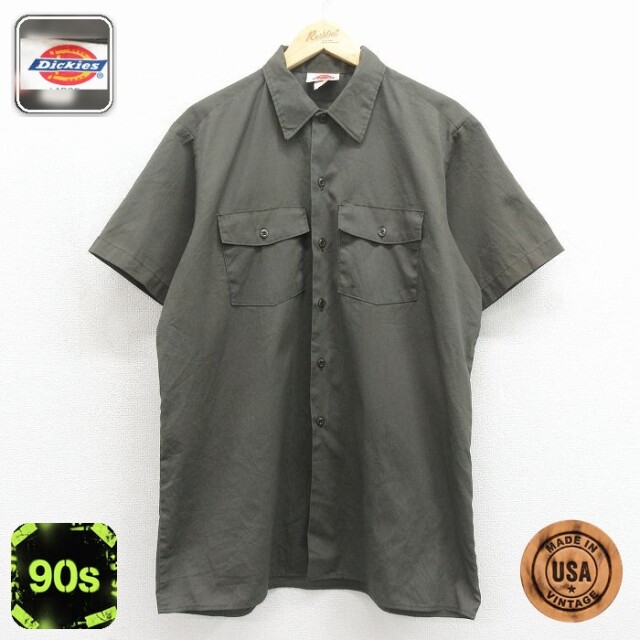 【20%OFF】ディッキーズ 90s 半袖シャツ カーキ メンズXL相当 | 古着