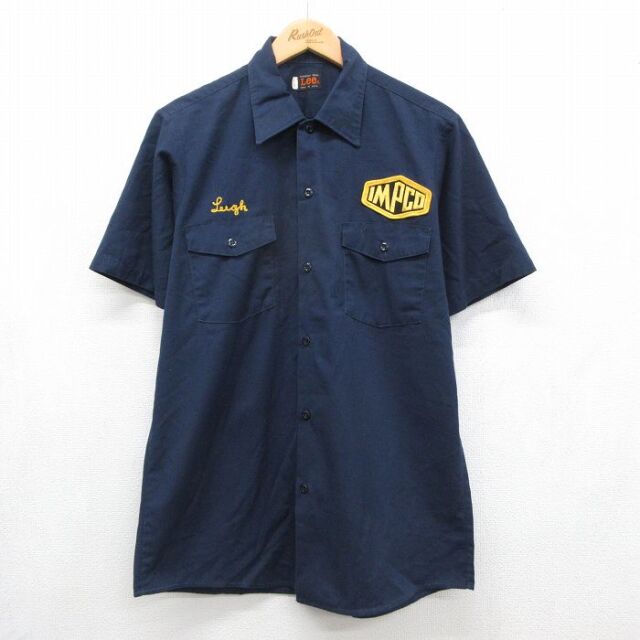 古着通販 L☆古着 リー Lee 半袖 ワーク シャツ メンズ 70年代 70s