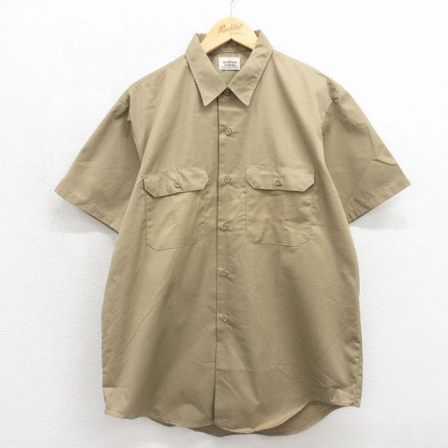 80s 半袖ワークシャツ ベージュ メンズXL相当 | 古着