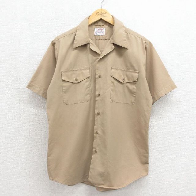 80s 半袖ミリタリーシャツ USN ベージュ メンズL相当 | 古着
