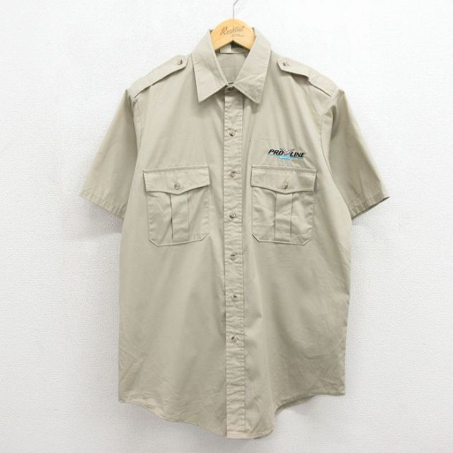 80s 半袖ワークシャツ プロライン ベージュ メンズL相当 | 古着