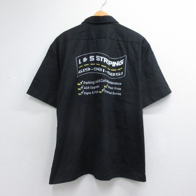 ディッキーズ 半袖ワークシャツ L&S STRIPING ブラック メンズXL相当 | 古着
