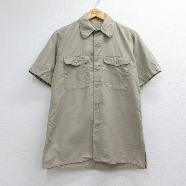 80s 半袖ミリタリーシャツ ベージュ メンズM相当 | 古着