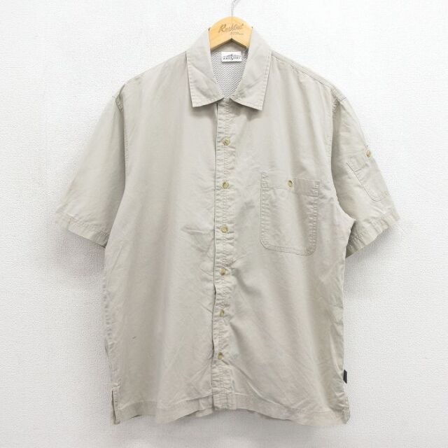 フィッシング半袖シャツ ベージュ メンズL相当 | 古着