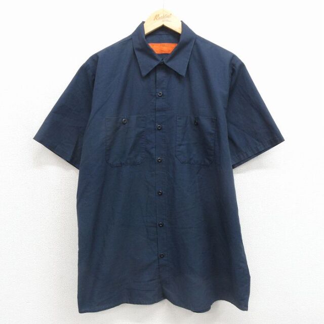 レッドキャップ 80s 半袖ワークシャツ ネイビー メンズL相当 | 古着