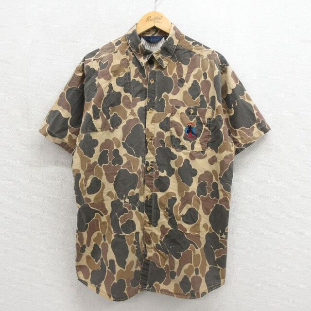 コロンビア 90s 半袖ハンティングシャツ ダックハンターカモ ブラウン メンズL相当 | 古着