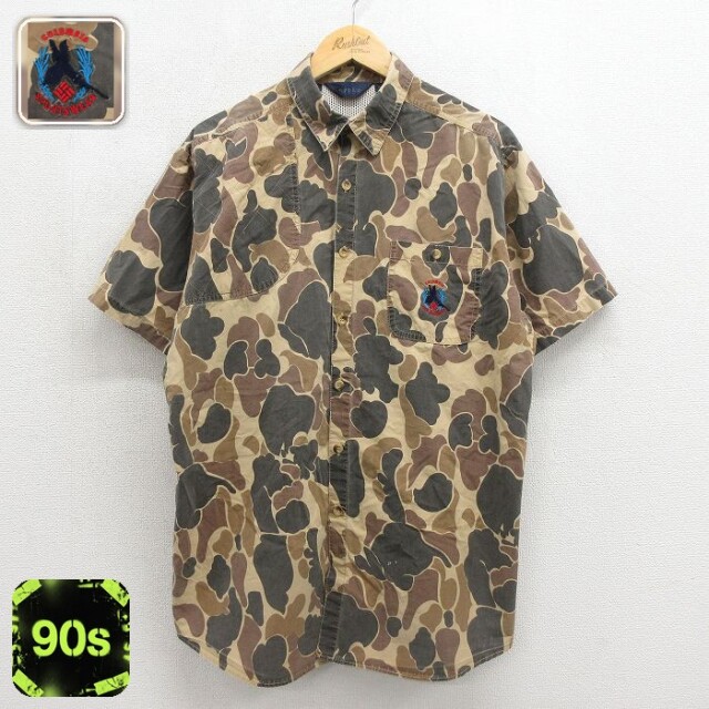 コロンビア 90s 半袖ハンティングシャツ ダックハンターカモ ブラウン メンズL相当 | 古着