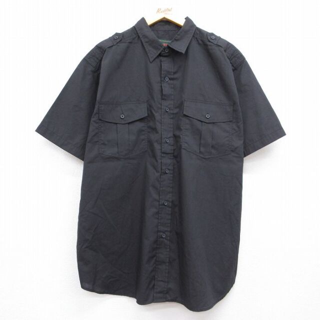 XL★古着 マックレガー 半袖 ワーク シャツ メンズ 90年代 90s ロング丈 ブラック 26jul04