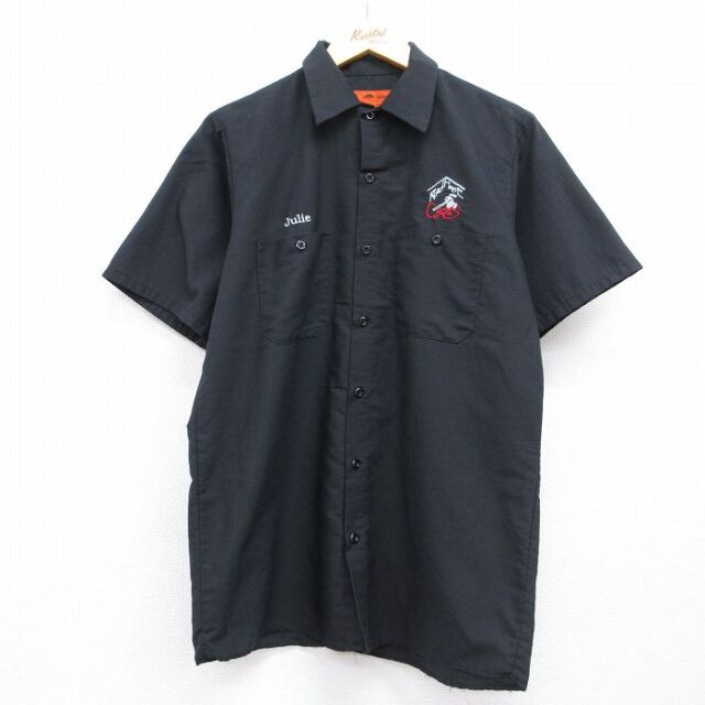 レッドキャップ 90s 半袖ワークシャツ Read House Cycles ブラック メンズM相当 | 古着