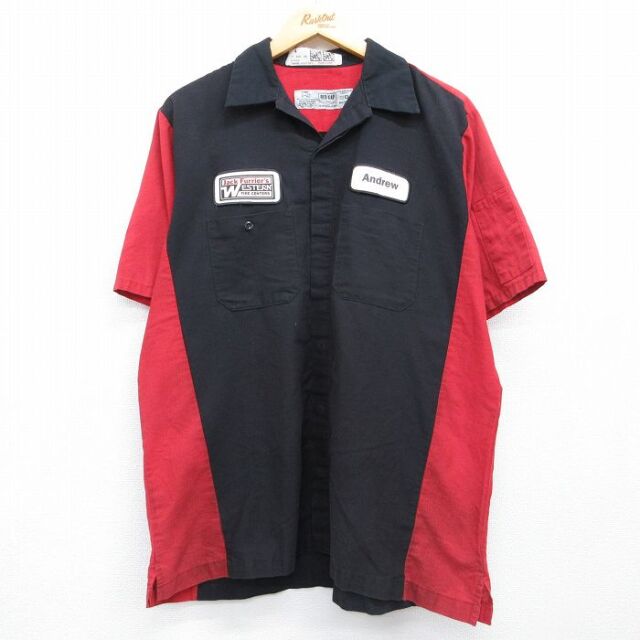 レッドキャップ 半袖ワークシャツ Jack Furriers ツートンカラー ブラック メンズXL相当 | 古着