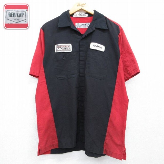 レッドキャップ 半袖ワークシャツ Jack Furriers ツートンカラー ブラック メンズXL相当 | 古着