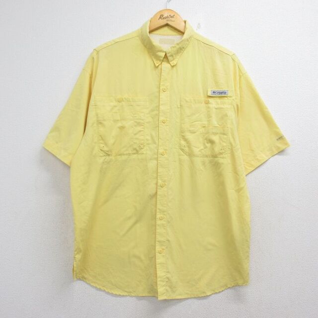 コロンビア 半袖フィッシングシャツ PFG イエロー メンズXL相当 | 古着
