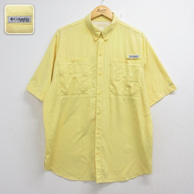 コロンビア 半袖フィッシングシャツ PFG イエロー メンズXL相当 | 古着