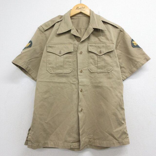 古着通販 M☆古着 半袖 ビンテージ ミリタリー シャツ メンズ 60年代