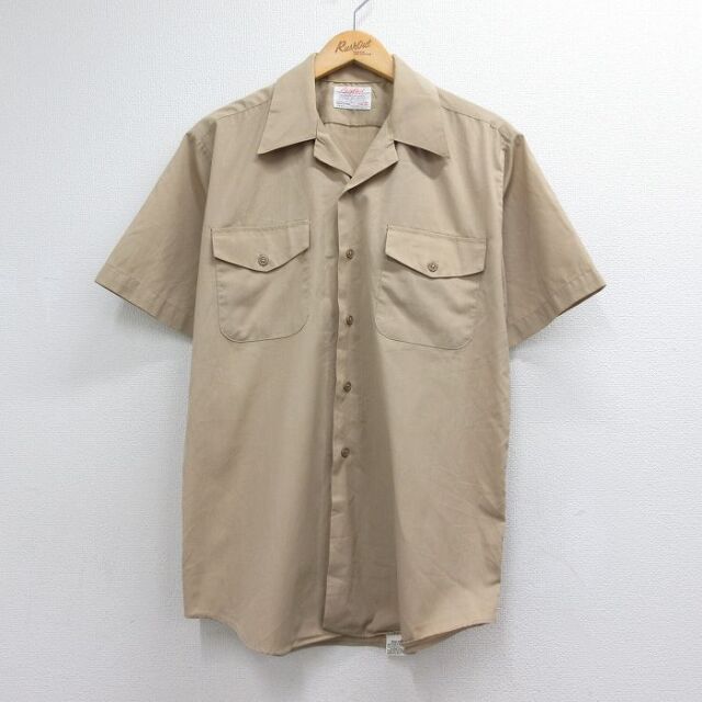 XL/古着 半袖 ビンテージ シャツ メンズ 60年代 60s 大きいサイズ 生成り ベージュ【spe】 26jul17 古着通販 M☆古着 半袖 ビンテージ ミリタリー シャツ メンズ 60年代