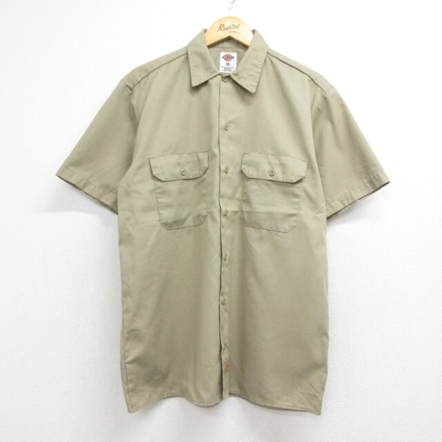 ディッキーズ 半袖シャツ ワーク ベージュ メンズL相当 | 古着