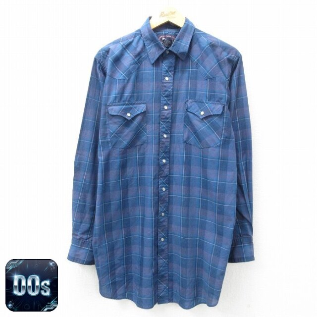 【50%OFF】00s ウエスタンシャツ ネイビーチェック L | 古着