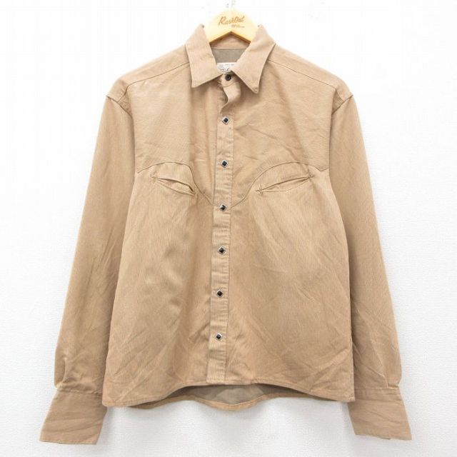 L★古着 ロックマウント ROCK MOUNT 長袖 ウエスタン シャツ メンズ 90年代 90s USA製 ベージュ カーキ 【spe】 25mar19 中古 トップス