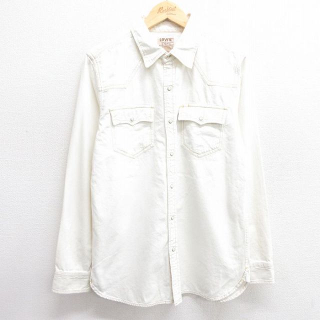 M★古着 リーバイス Levis 長袖 ウエスタン シャツ メンズ 90年代 90s 生成り 25mar24 中古 トップス