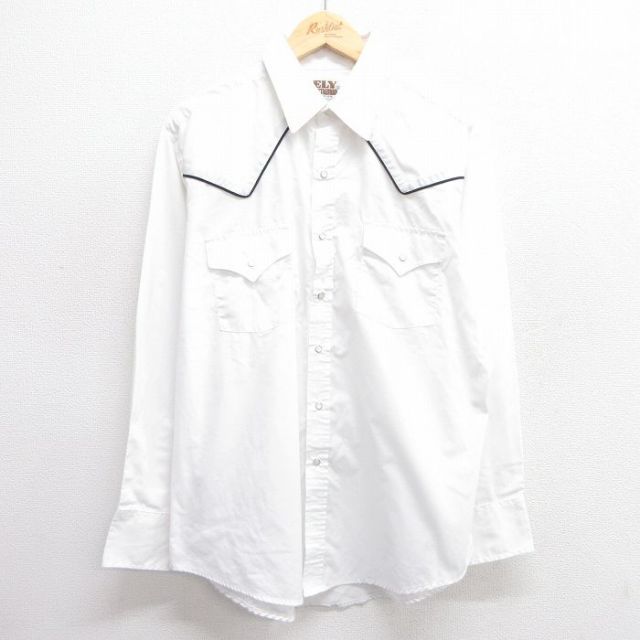 XL★古着 ELY 長袖 ウエスタン シャツ メンズ 90年代 90s 白 ホワイト 【spe】 25mar24 中古 トップス