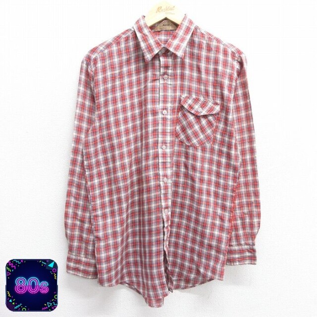 【50%OFF】80s 長袖ウエスタンシャツ チェック レッド M | 古着