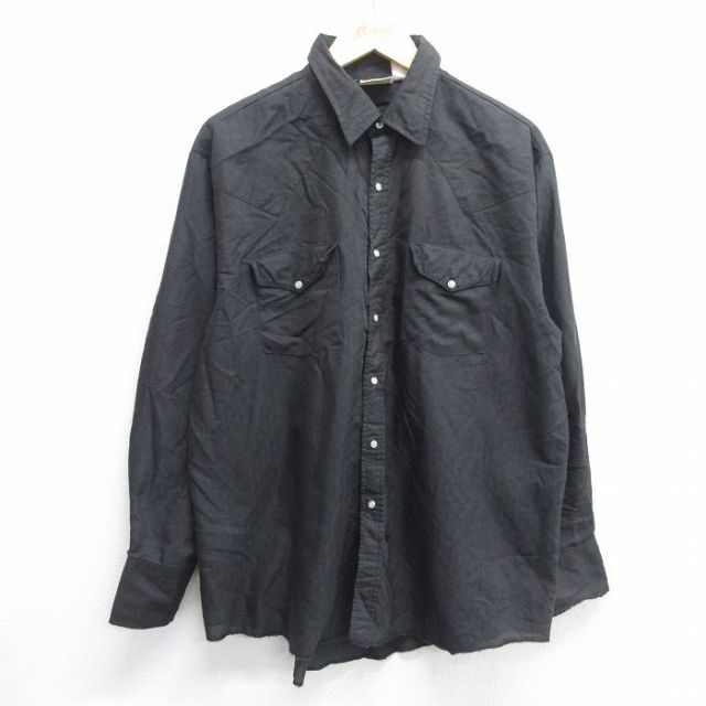 XL★古着 長袖 ウエスタン シャツ メンズ 90年代 90s USA製 黒 ブラック 25mar25 中古 トップス
