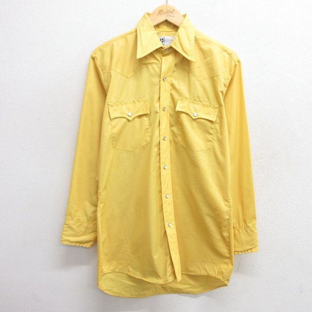 M★古着 長袖 ウエスタン シャツ メンズ 90年代 90s 黄 イエロー 25mar25 中古 トップス
