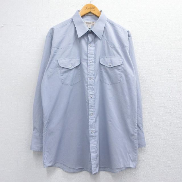 XL★古着 長袖 ウエスタン シャツ メンズ 90年代 90s ロング丈 グレー 25mar27 中古 トップス