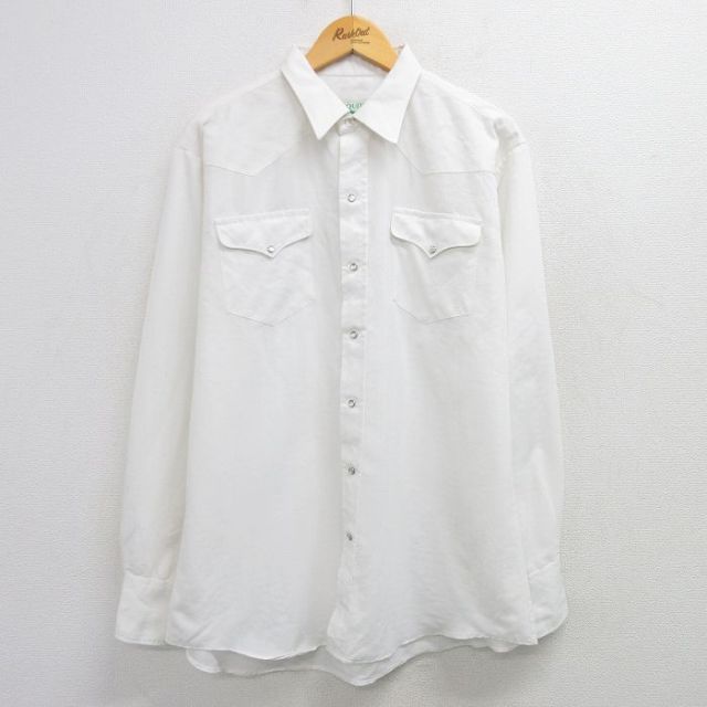 XL★古着 長袖 ウエスタン シャツ メンズ 90年代 90s USA製 白 ホワイト 25apr02 中古 トップス