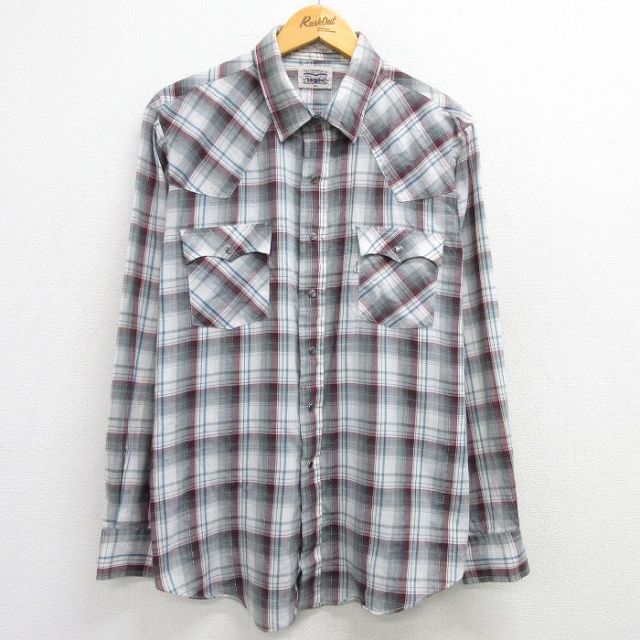 XL★古着 リーバイス Levis 長袖 ウエスタン シャツ メンズ 90年代 90s グレー他 チェック 25apr02 中古 トップス