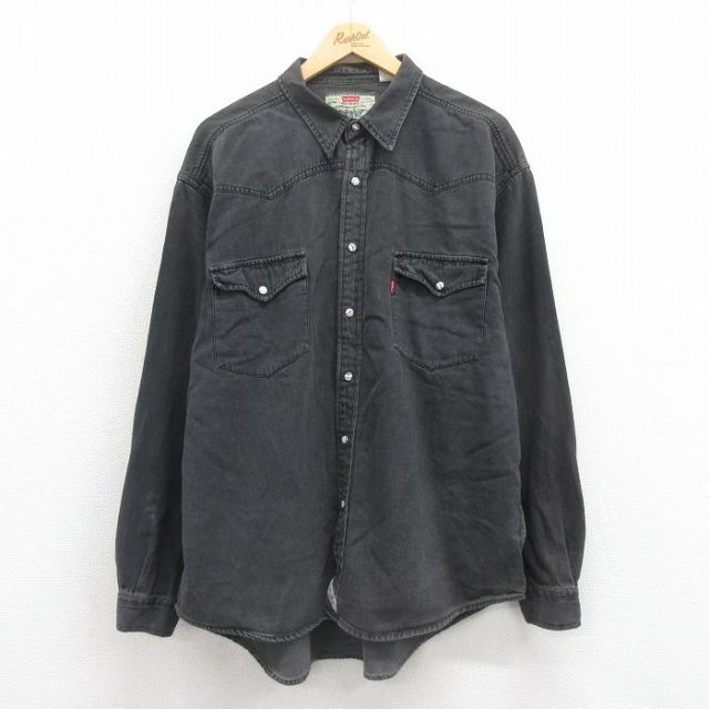 XL★古着 リーバイス Levis 長袖 ウエスタン シャツ メンズ 00年代 00s 大きいサイズ コットン 黒 ブラック デニム 25aug30 中古 トップス