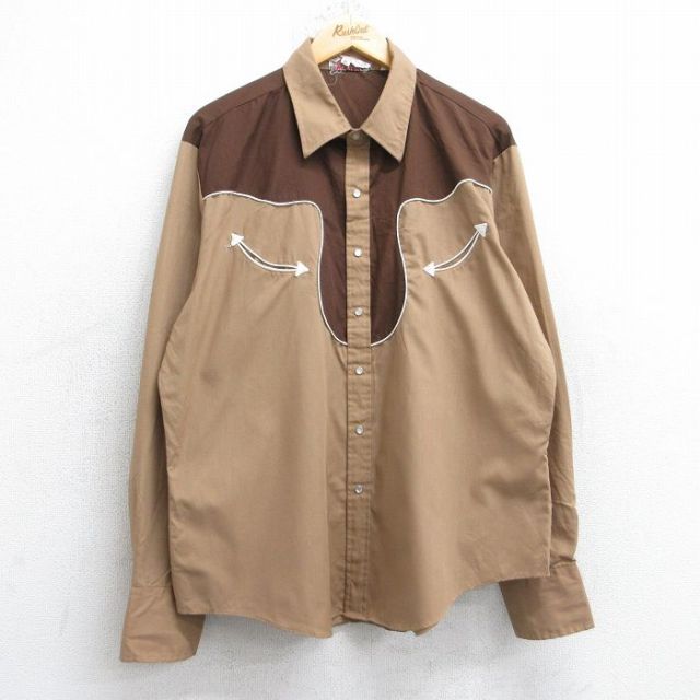XL★古着 MR LEGGS 長袖 ウエスタン シャツ メンズ 90年代 90s 茶他 ブラウン 25aug30 中古 トップス