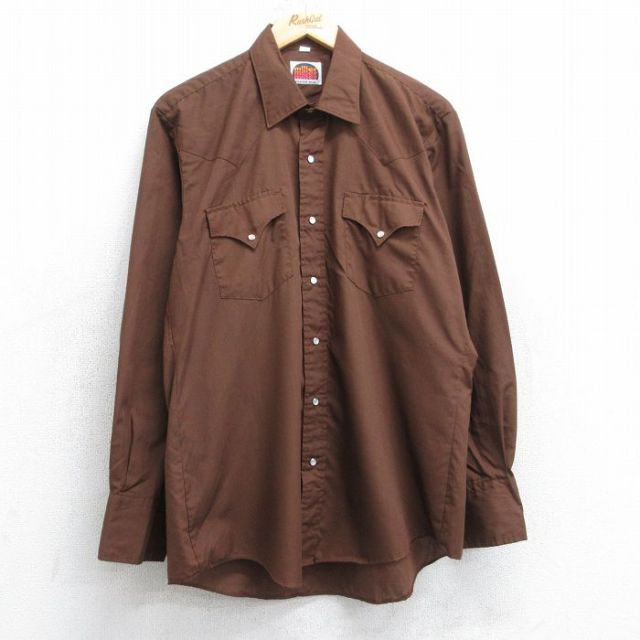L★古着 ミラー 長袖 ウエスタン シャツ メンズ 80年代 80s 茶 ブラウン 25aug30 中古 トップス