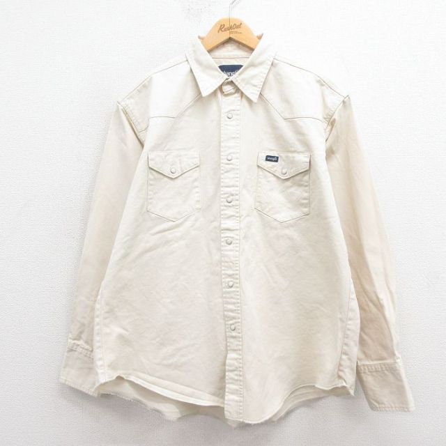 XL★古着 ラングラー Wrangler 長袖 ウエスタン シャツ メンズ 生成り 25sep17 中古 トップス