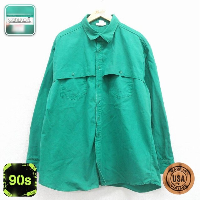 【50%OFF】ウエスタンシャツ 90s 緑 XL | 古着