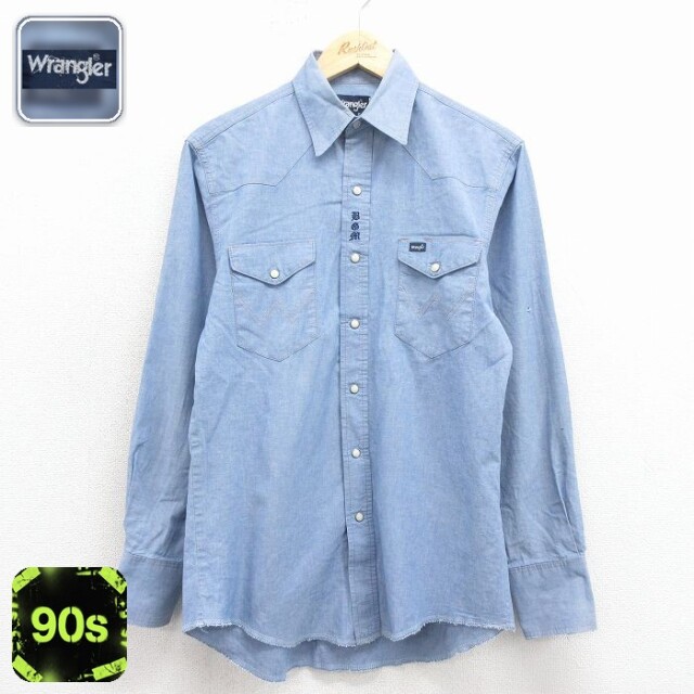 【50%OFF】ラングラー 90s 長袖ウエスタンシャツ ネイビー M | 古着