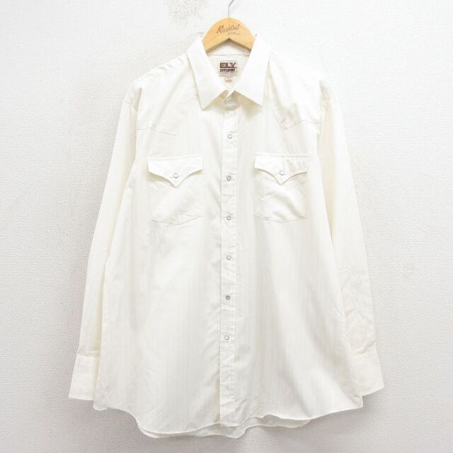 ELY 90s 長袖ウエスタンシャツ ベージュ XL | 古着