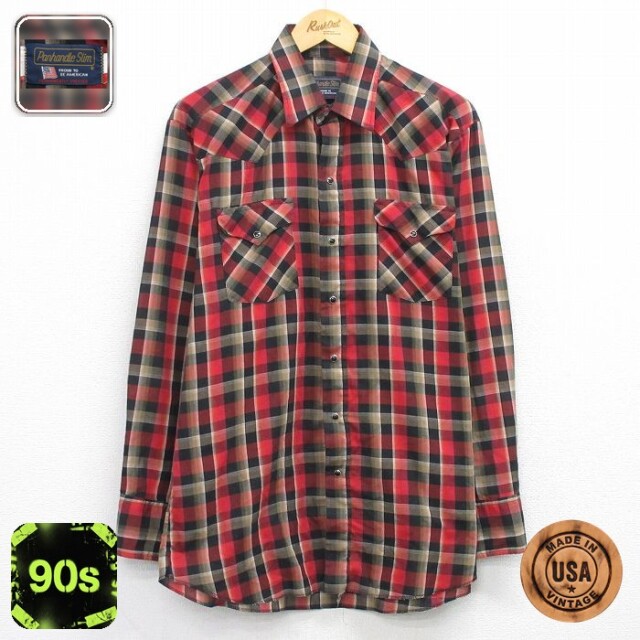 【50%OFF】ウエスタンシャツ チェック レッド L | 古着