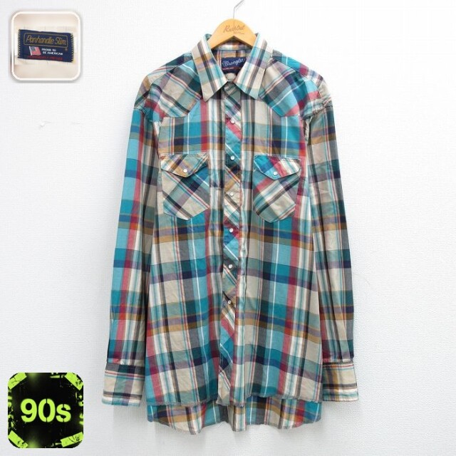 【50%OFF】ラングラー 90s 長袖ウエスタンシャツ ベージュチェック XL | 古着