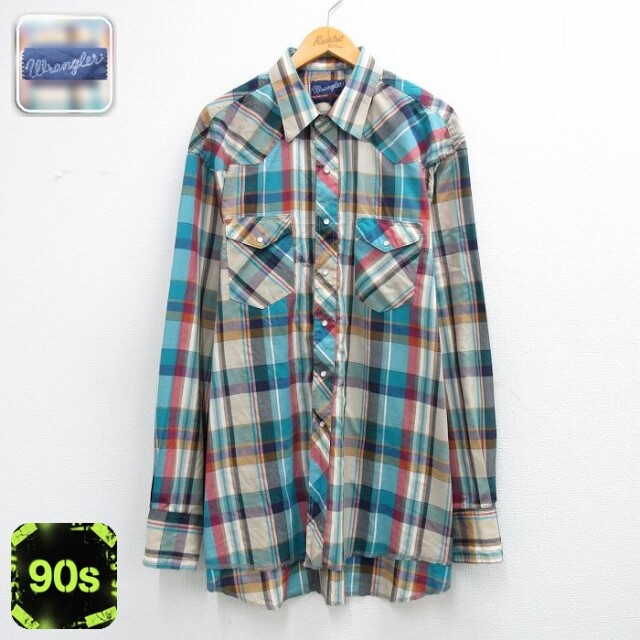 【50%OFF】ラングラー 90s 長袖ウエスタンシャツ ベージュチェック XL | 古着