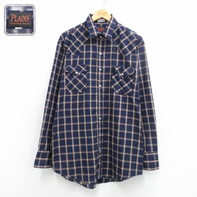 【50%OFF】ウエスタンシャツ ネイビーチェック XL | 古着