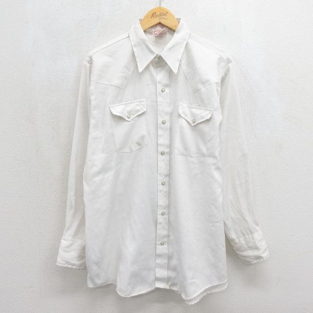 ELY 90s 長袖ウエスタンシャツ ホワイト メンズXL相当 | 古着