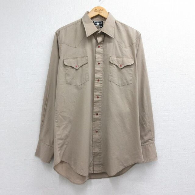 ウエスタン 90s 長袖シャツ ベージュ メンズL相当 | 古着