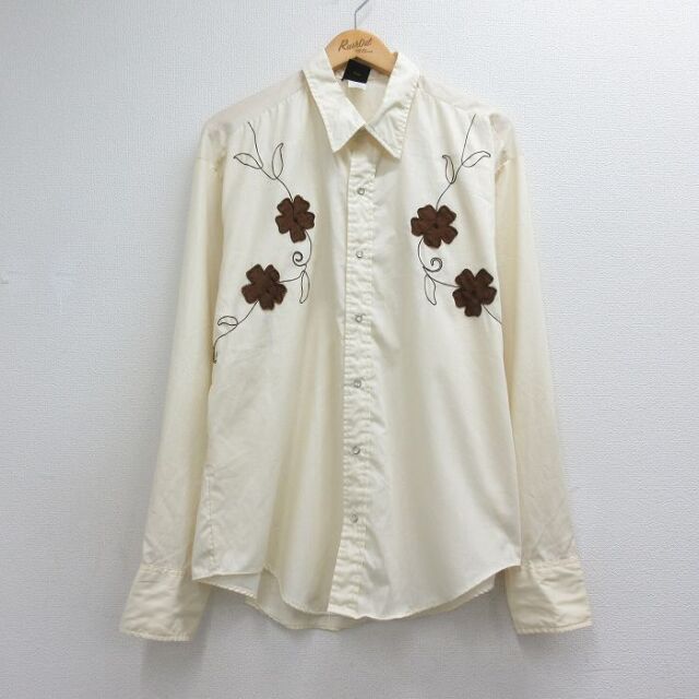 ウエスタンシャツ 80s 花 生成り ベージュ メンズXL相当 | 古着